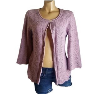 Tweeds rose one button cardigan sweater size L